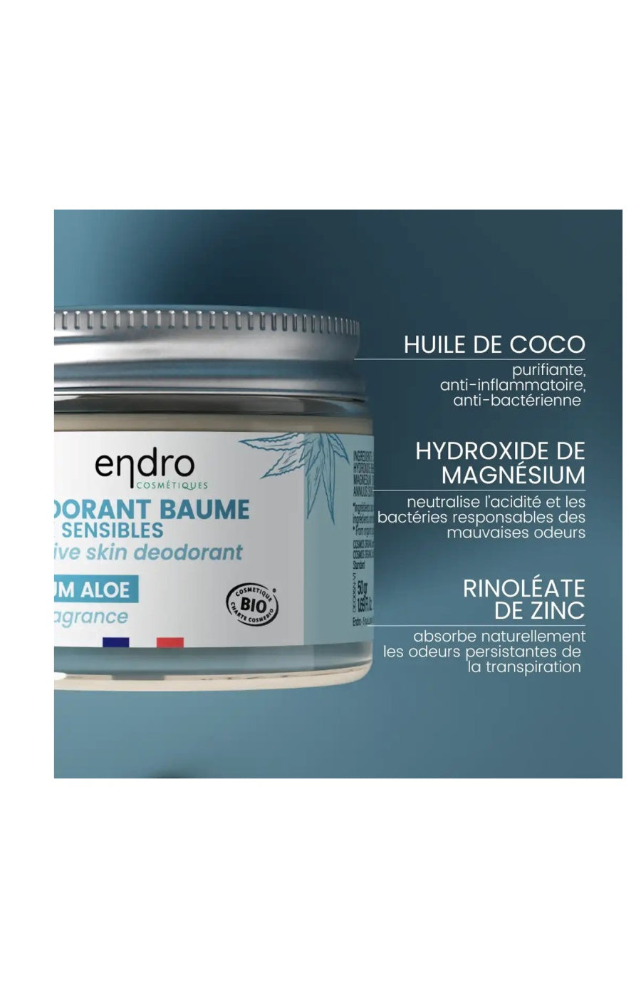 Déodorant baume peaux sensibles bio - Aloe vera - Corps - 50 ml