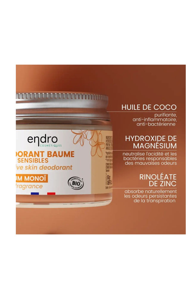 Déodorant baume peaux sensibles bio - Monoï - Corps - 50 ml
