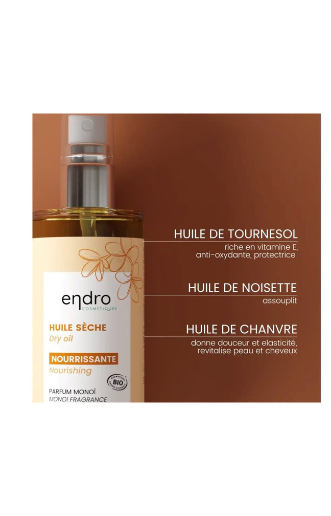 Huile sèche 3-en-1 bio - Monoï - Visage, corps & cheveux - 100 ml