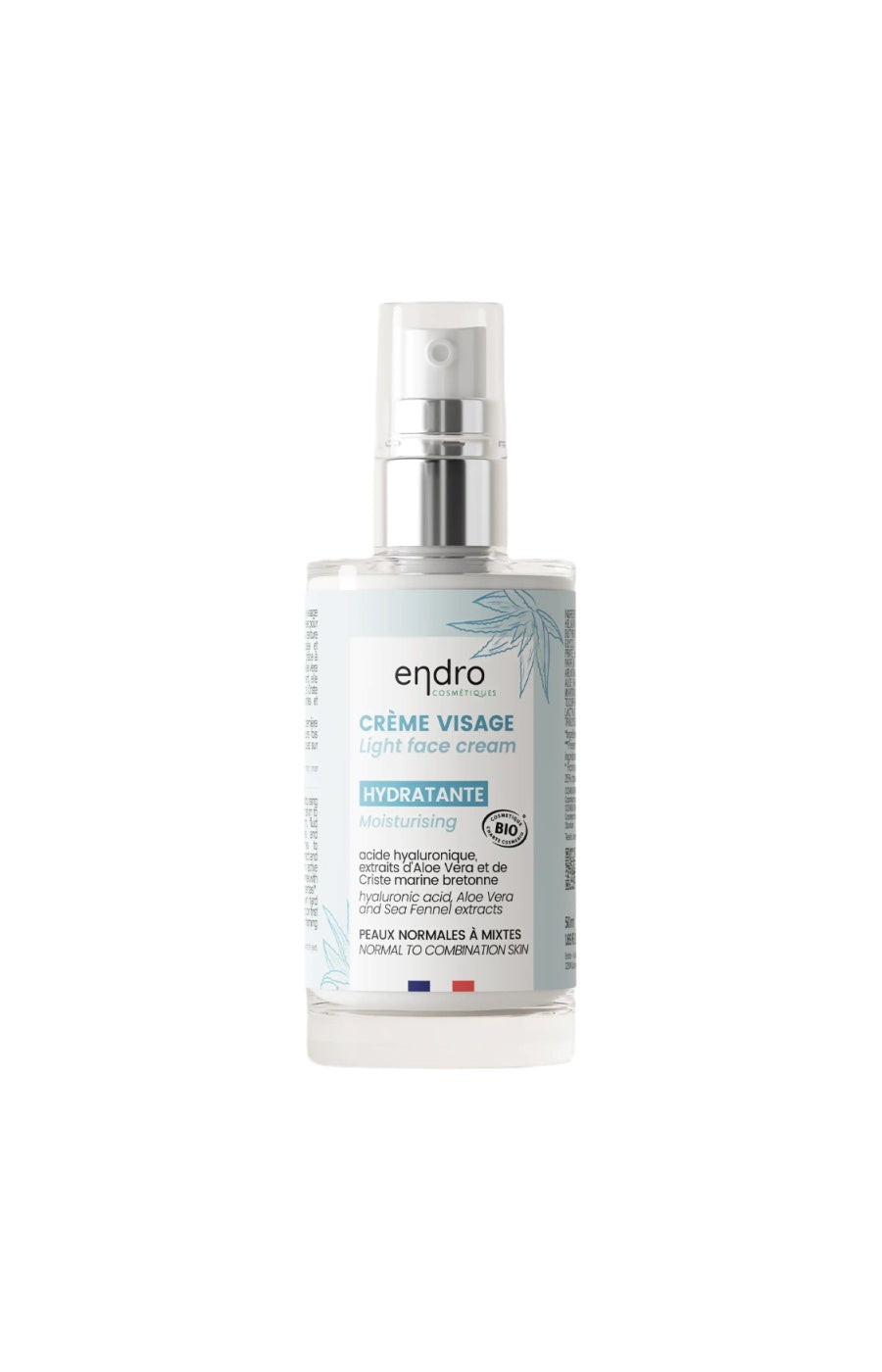 Crème légère hydratante bio - Acide hyaluronique & aloe vera -  Peaux mixtes - 50 ml