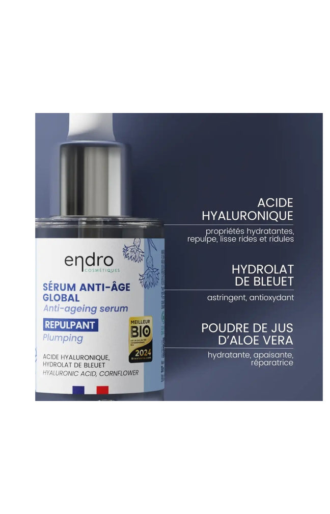 Sérum anti-âge bio - Acide hyaluronique & bleuet - Visage - 30 ml