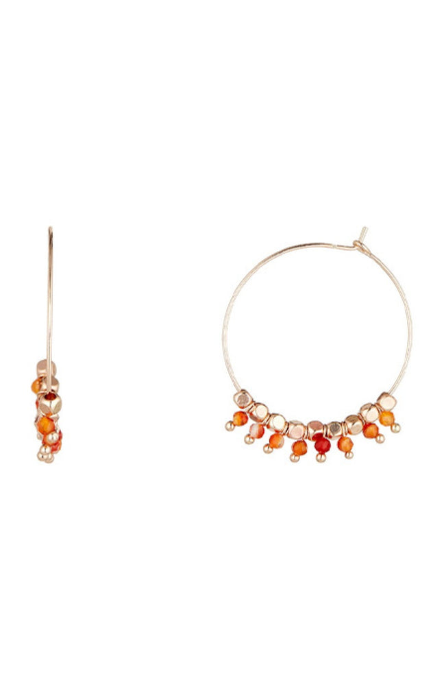 Boucles d'oreilles Virgo - Laiton doré & agate rouge