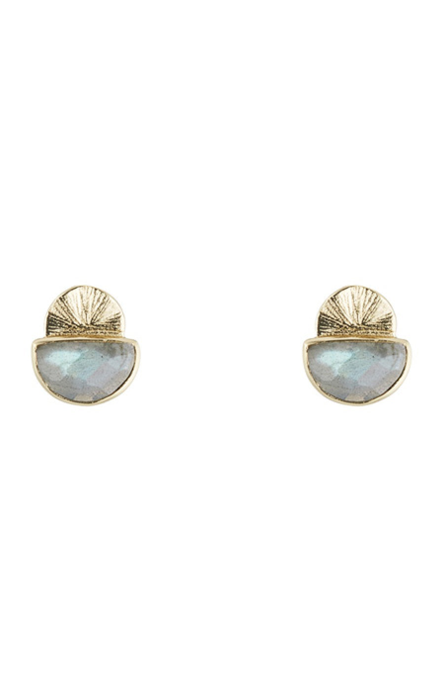 Boucles d'oreilles Estela - Laiton doré & labradorite grise
