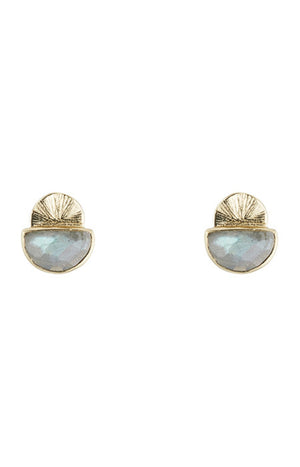 Boucles d'oreilles Estela - Laiton doré & labradorite grise
