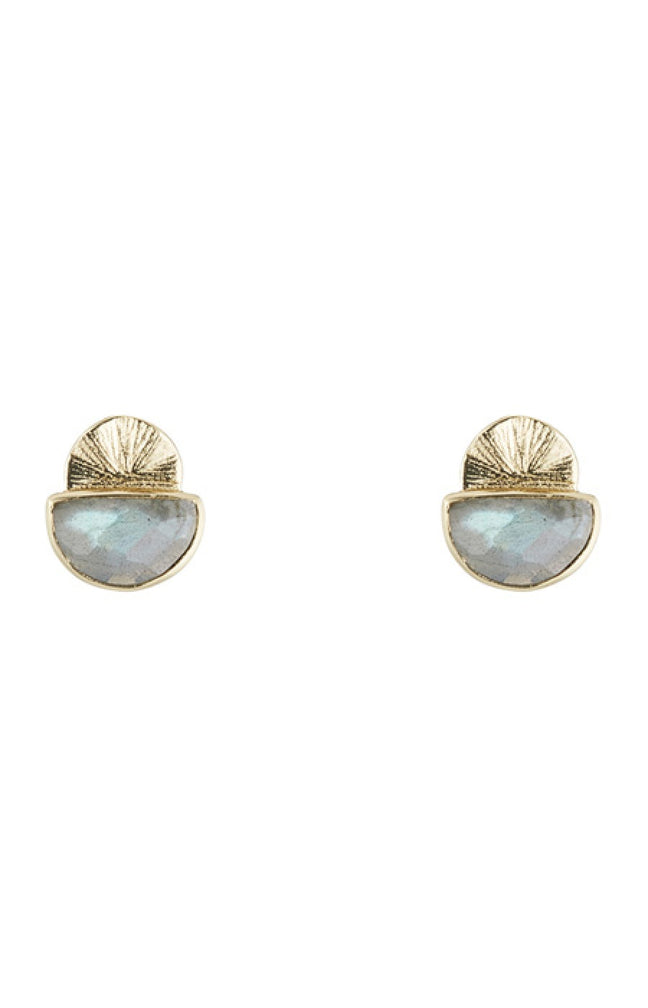 Boucles d'oreilles Estela - Laiton doré & labradorite grise