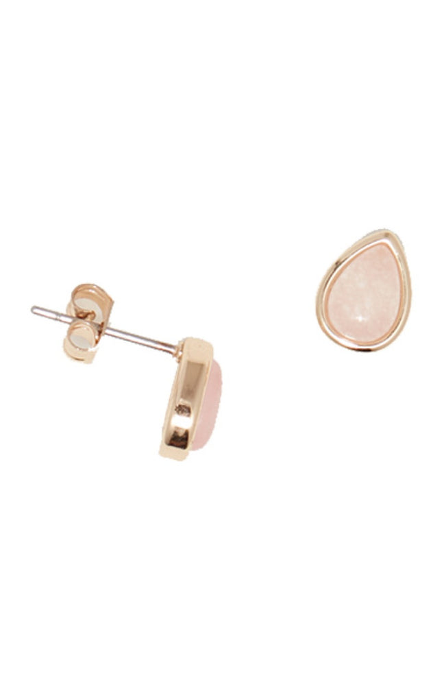 Boucles d'oreilles Lola - Laiton doré & quartz rose