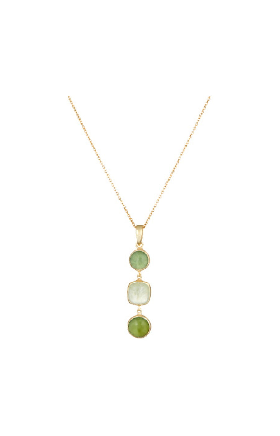 Collier Sonie - Laiton doré, calcédoine verte & préhnite