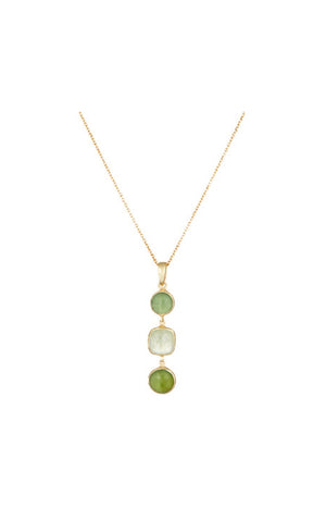 Collier Sonie - Laiton doré, calcédoine verte & préhnite