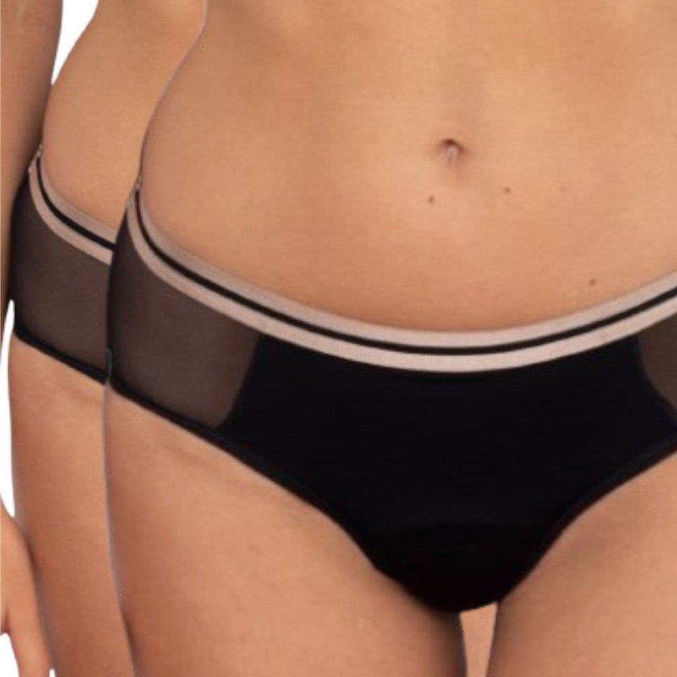 Lot de 2 shortys menstruels - Edina - Flux moyens à abondants  - Noir