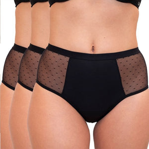 Lot de 3 shortys menstruels - Essentiel - Flux moyens à abondants - Noir