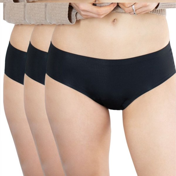 Lot de 3 shortys menstruels invisibles - Flux moyens  - Noir