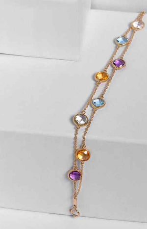 Bracelet multi-rangs - Or jaune 375/1000 & pierres