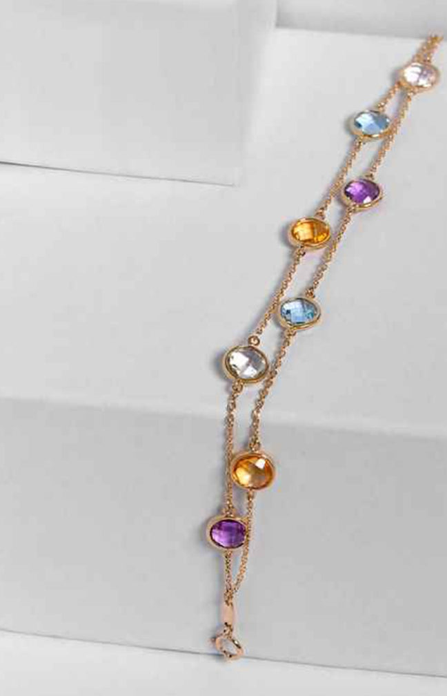 Bracelet multi-rangs - Or jaune 375/1000 & pierres