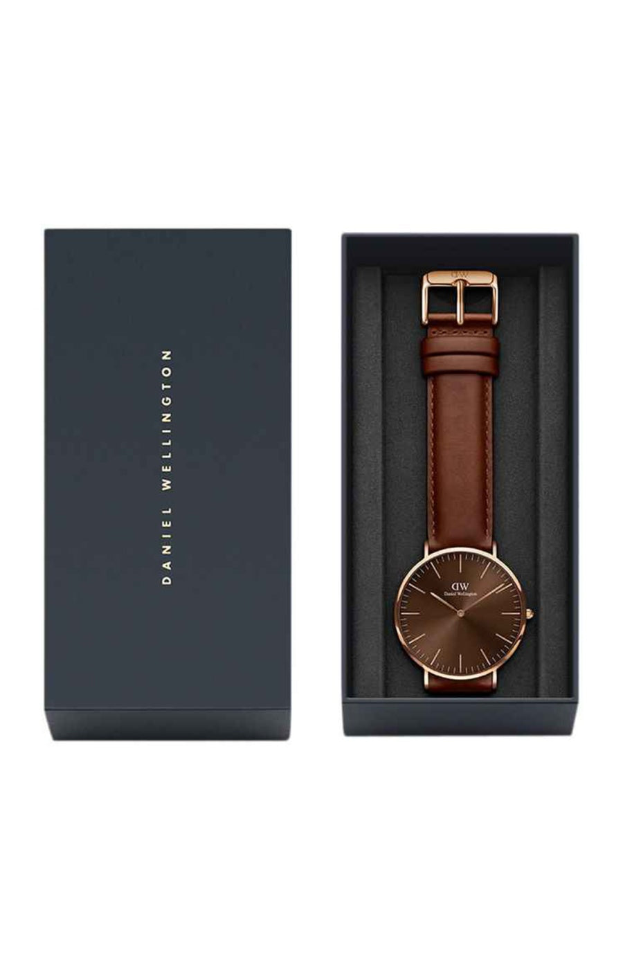Montre quartz - Plaqué or & cuir marron - Homme