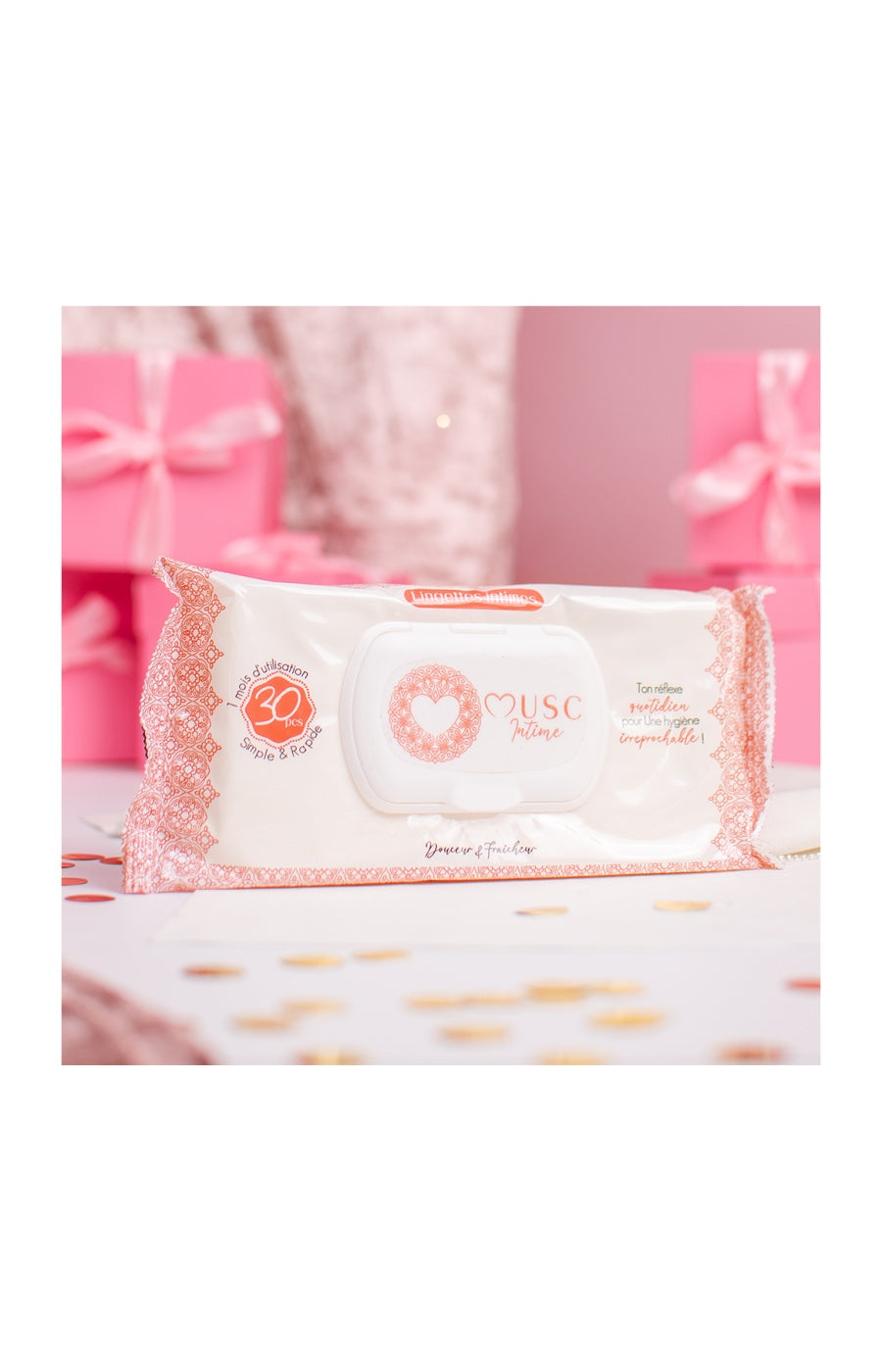 Lingettes intimes - La Charmeuse - Pêche - 30 unités