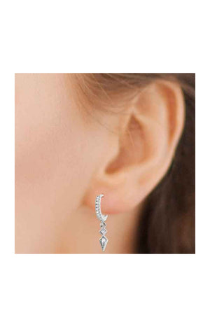 Boucles d'oreilles créoles & pampilles - Argent 925/1000 rhodié/1000 rhodié & oxyde de zirconium