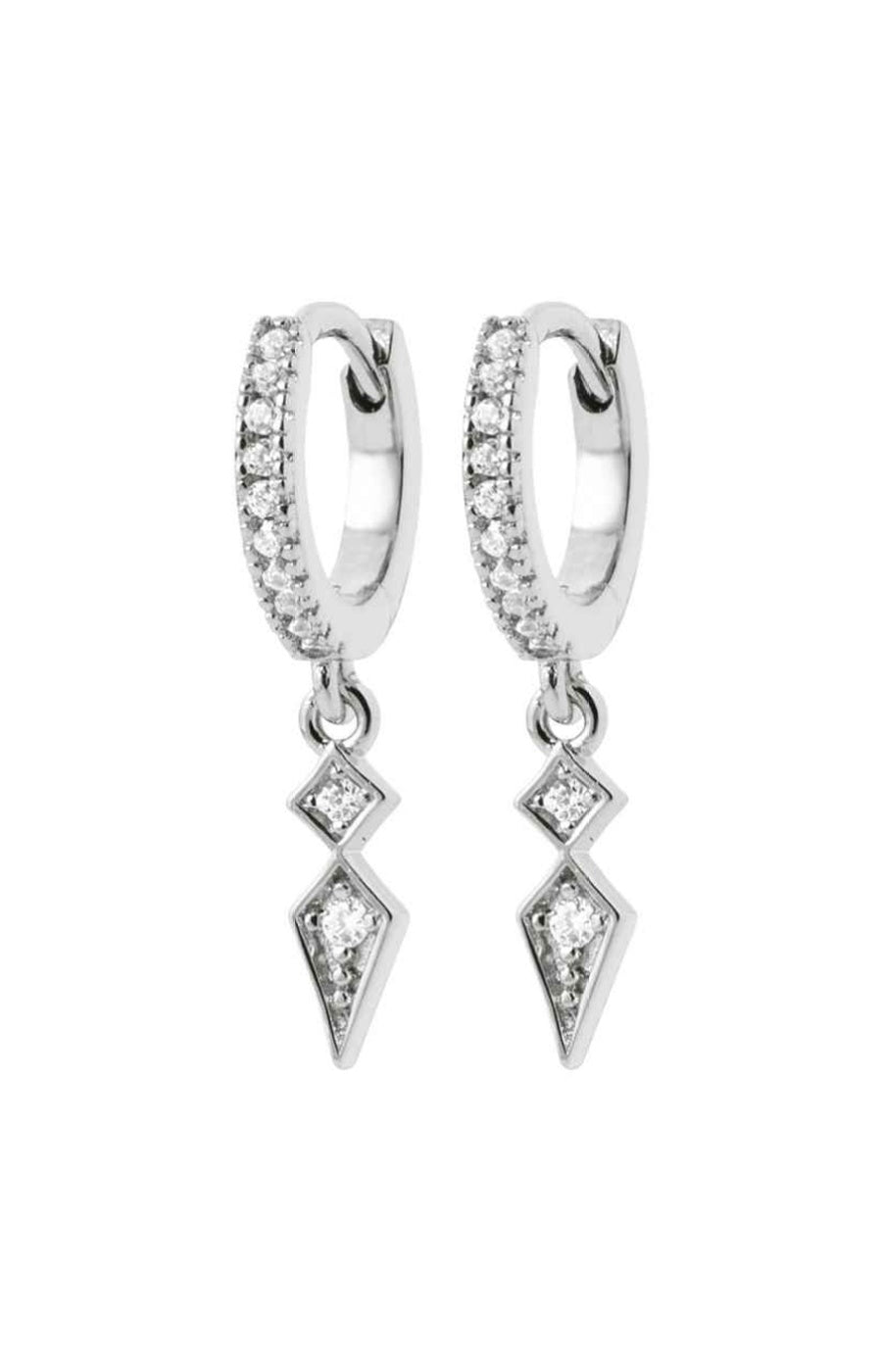 Boucles d'oreilles créoles & pampilles - Argent 925/1000 rhodié/1000 rhodié & oxyde de zirconium