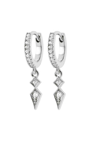 Boucles d'oreilles créoles & pampilles - Argent 925/1000 rhodié/1000 rhodié & oxyde de zirconium