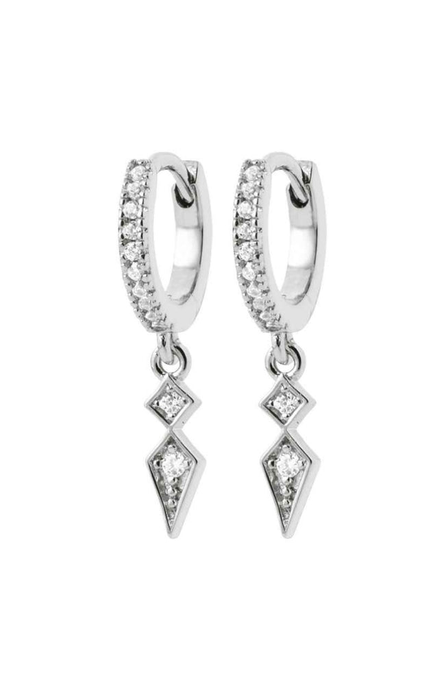 Boucles d'oreilles créoles & pampilles - Argent 925/1000 rhodié/1000 rhodié & oxyde de zirconium