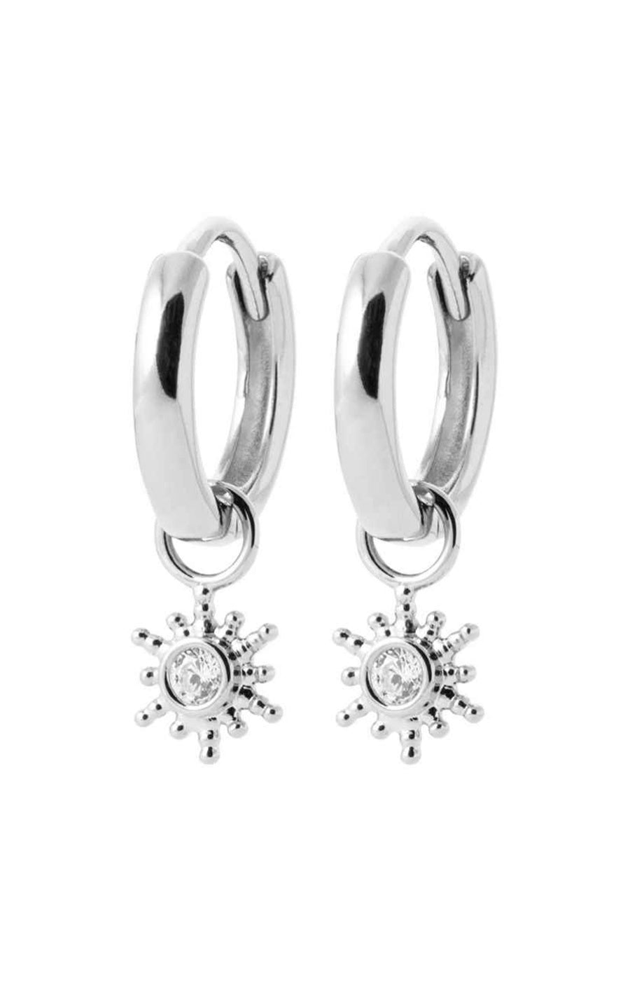 Boucles d'oreilles créoles & pampilles - Argent 925/1000 rhodié & oxyde de zirconium