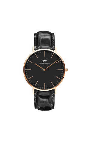 Montre à quartz - Plaqué or rose & cuir - Femme