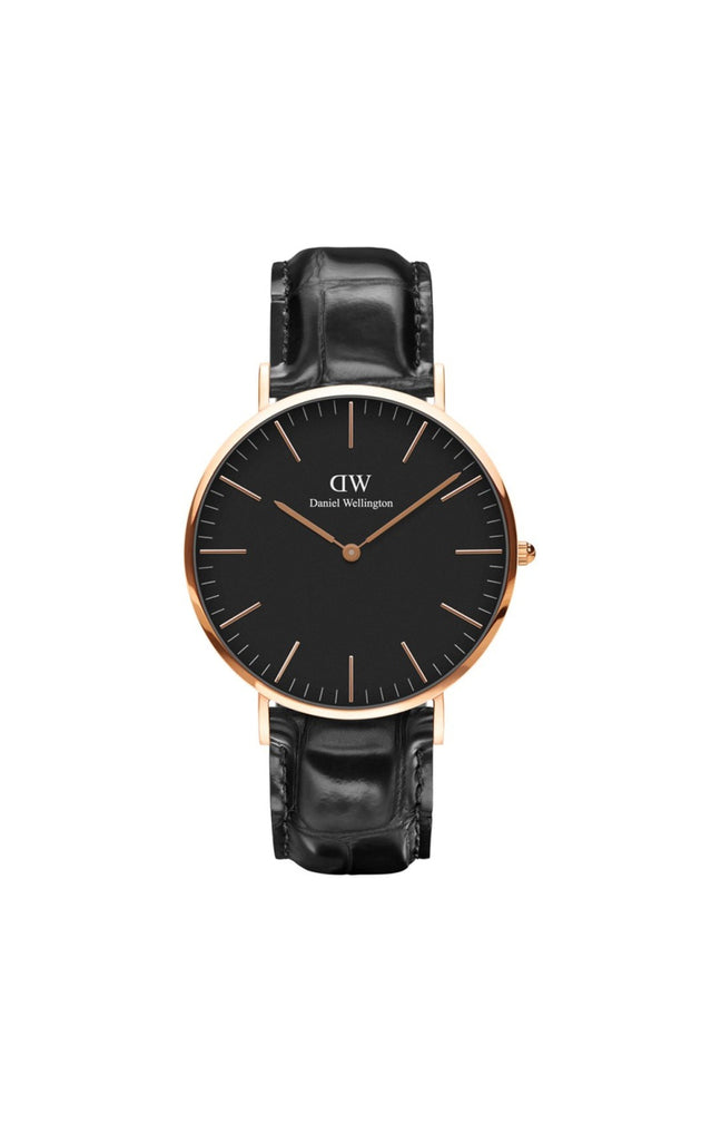 Montre à quartz - Plaqué or rose & cuir - Femme