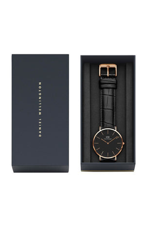 Montre à quartz - Plaqué or rose & cuir - Femme