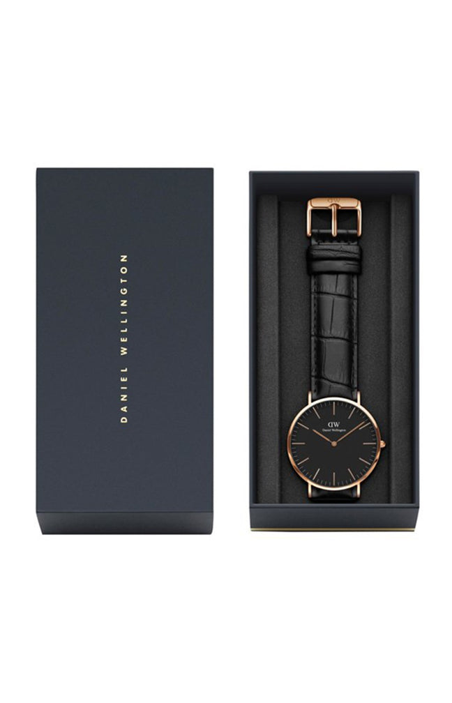 Montre à quartz - Plaqué or rose & cuir - Femme