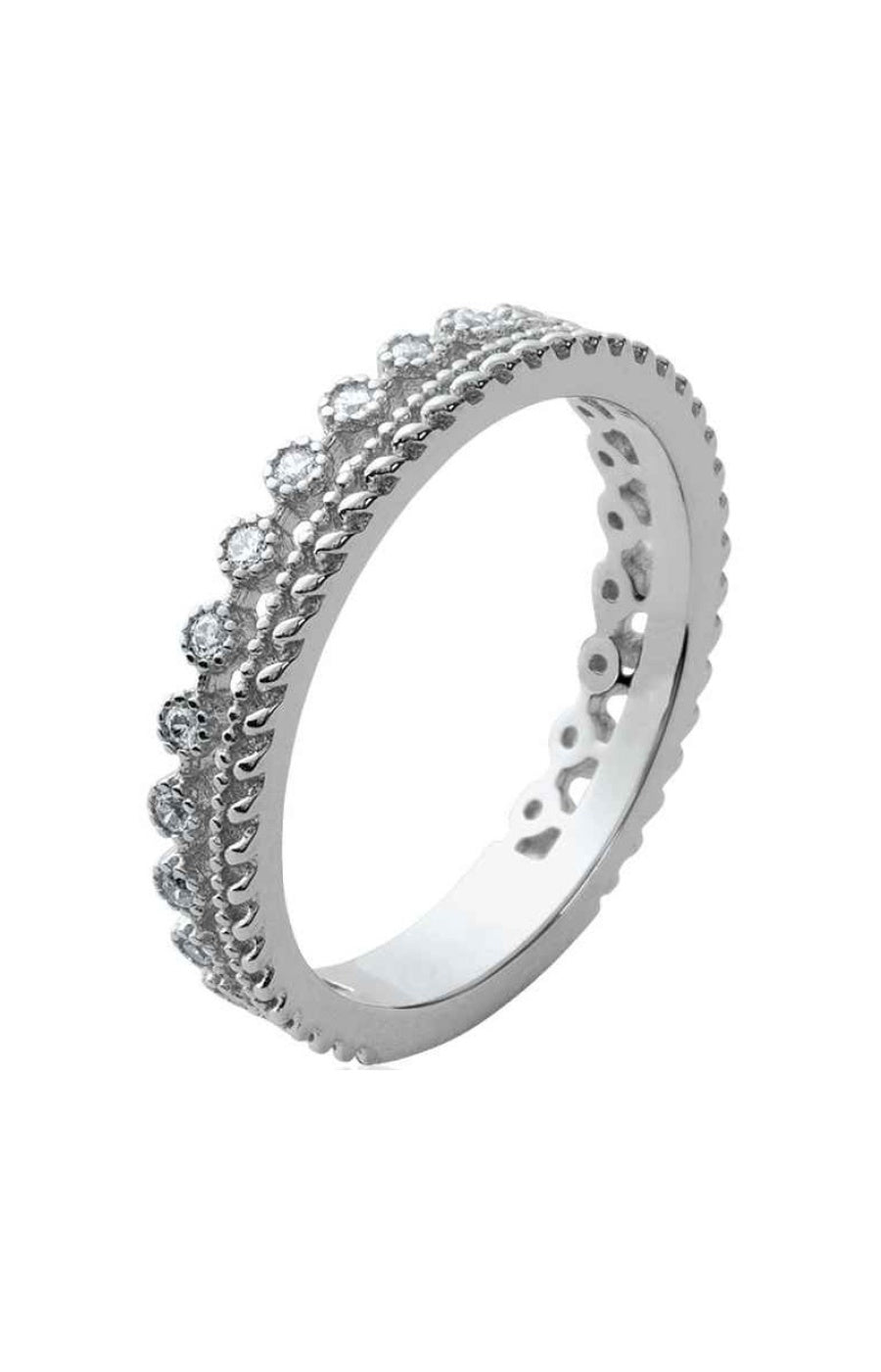 Bague - Argent 925/1000 rhodié & oxyde de zirconium