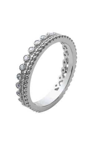 Bague - Argent 925/1000 rhodié & oxyde de zirconium