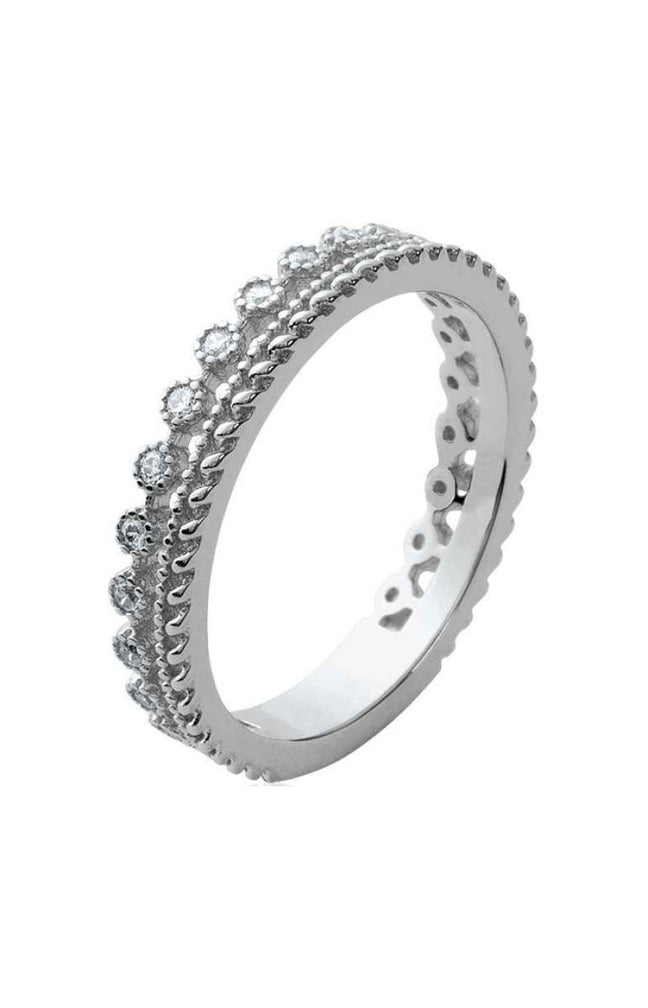 Bague - Argent 925/1000 rhodié & oxyde de zirconium