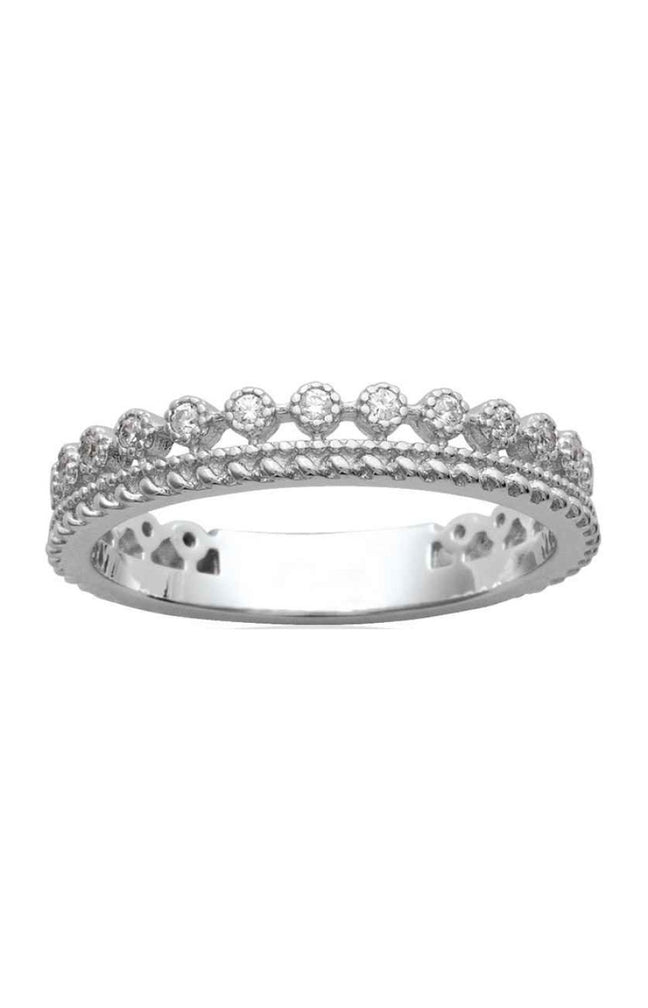 Bague - Argent 925/1000 rhodié & oxyde de zirconium