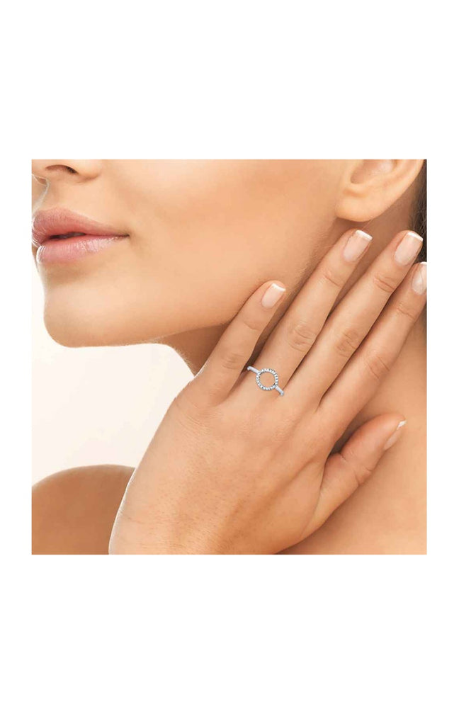 Bague - Argent 925/1000 rhodié & oxyde de zirconium