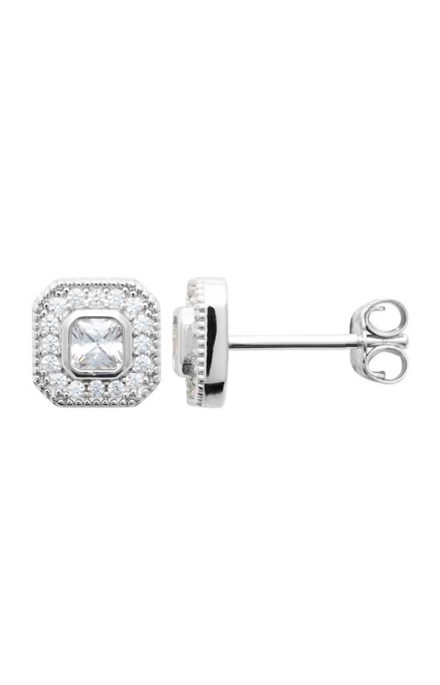 Boucles d'oreilles puces - Argent 925/1000 rhodié & oxyde de zirconium