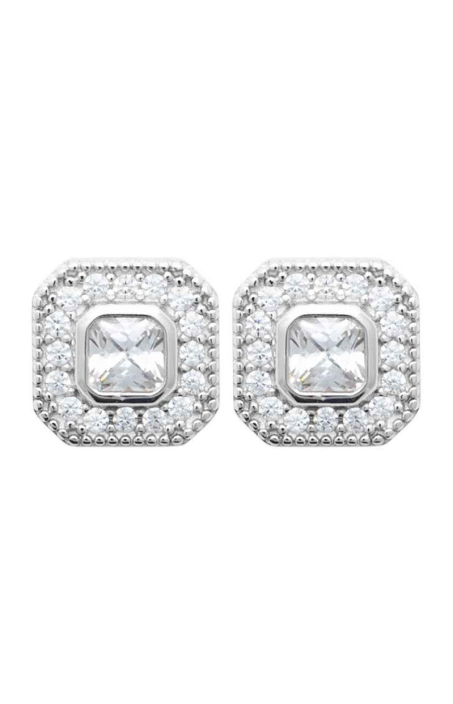Boucles d'oreilles puces - Argent 925/1000 rhodié & oxyde de zirconium