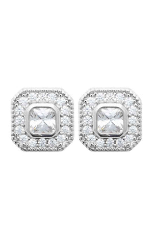 Boucles d'oreilles puces - Argent 925/1000 rhodié & oxyde de zirconium