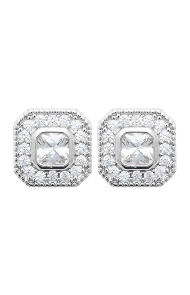 Boucles d'oreilles puces - Argent 925/1000 rhodié & oxyde de zirconium