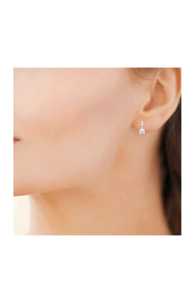 Boucles d'oreilles puces - Argent 925/1000 rhodié & oxyde de zirconium