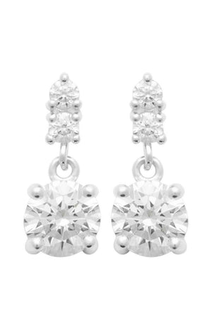 Boucles d'oreilles puces - Argent 925/1000 rhodié & oxyde de zirconium