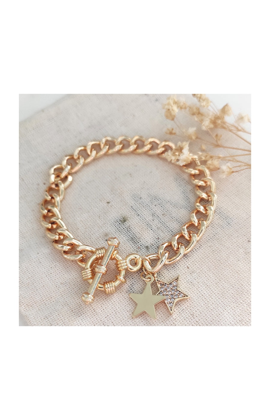 Bracelet étoile - Laiton doré, plaqué or & pierre de zircon