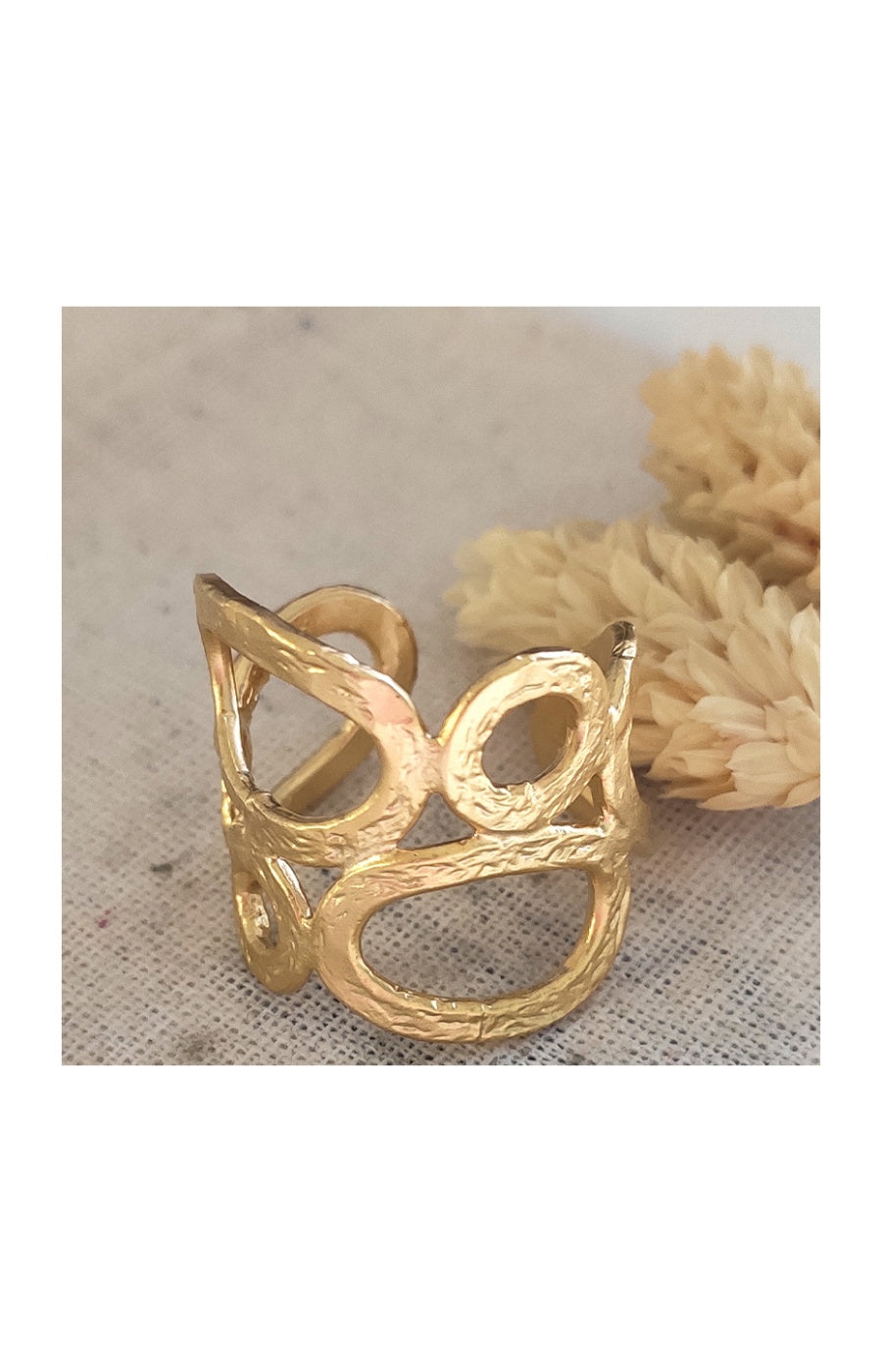 Bague spirale ajustable - Laiton doré & plaqué or mat