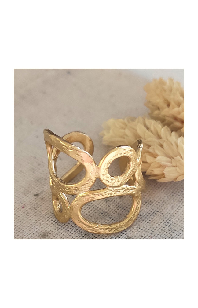 Bague spirale ajustable - Laiton doré & plaqué or mat