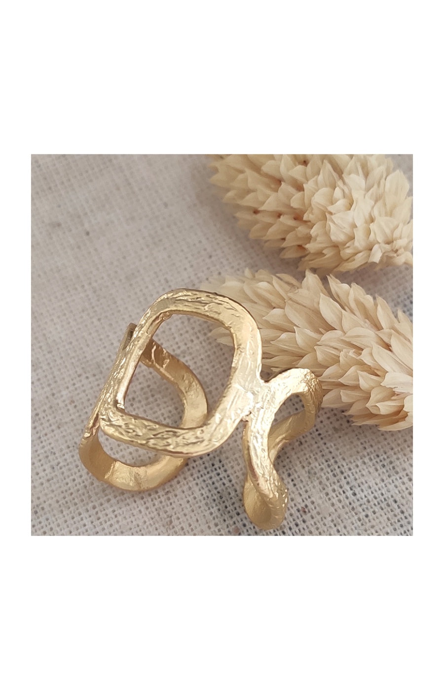 Bague spirale ajustable - Laiton doré & plaqué or mat