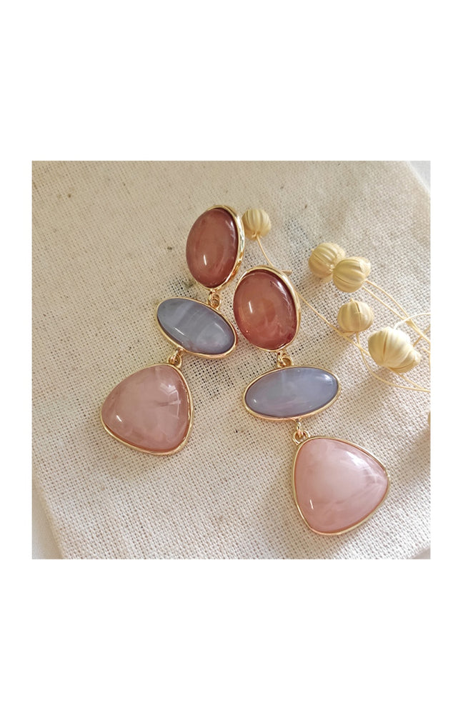 Boucles d'oreilles pendantes - Laiton plaqué or & émail