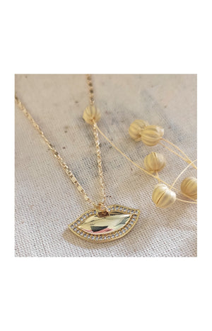 Collier - Laiton plaqué or & zircon