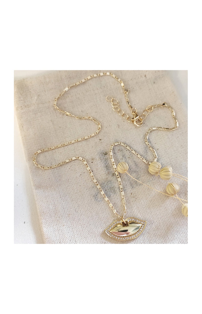 Collier - Laiton plaqué or & zircon