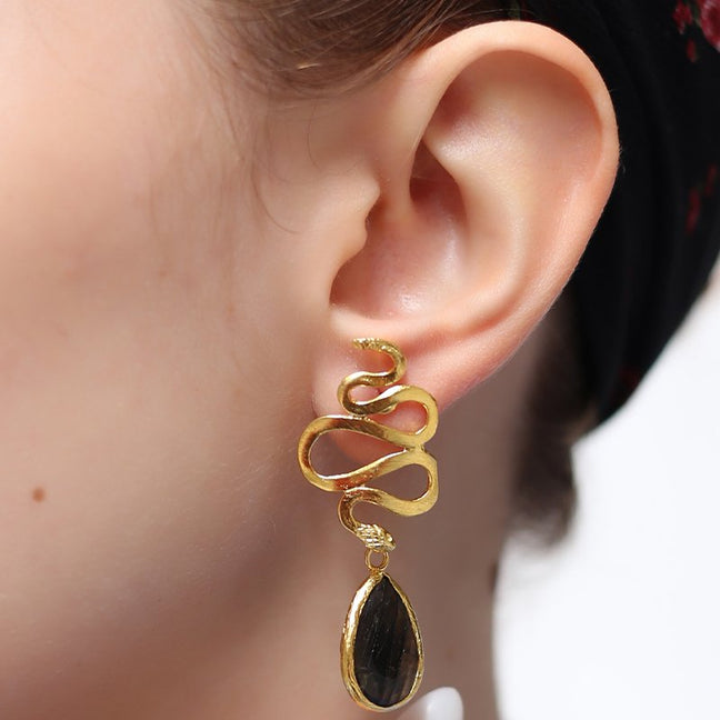 Boucles d'oreilles pendantes - Labradorite