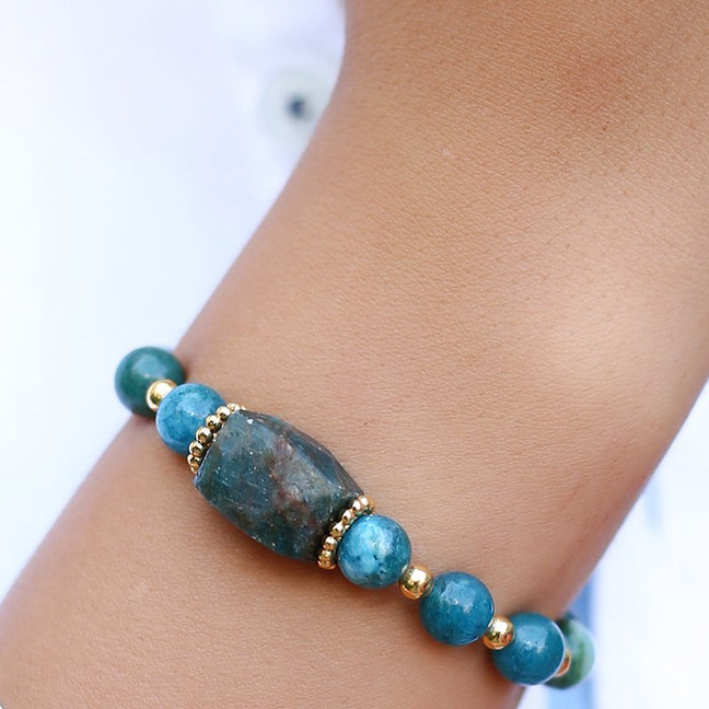 Bracelet - Laiton plaqué or & apatite