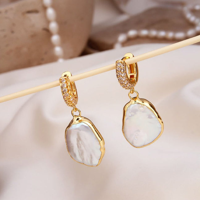 Boucles d'oreilles - Laiton plaqué or & perle