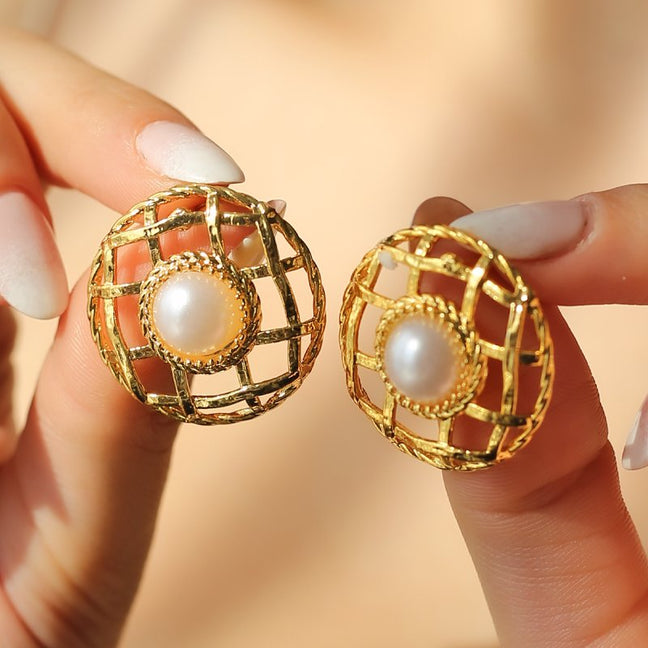 Boucles d'oreilles - Laiton plaqué or & perle